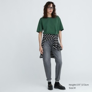 Uniqlo AIRism Bomull Crew Neck T-skjorte Dame Grønn | 7856-IPULH