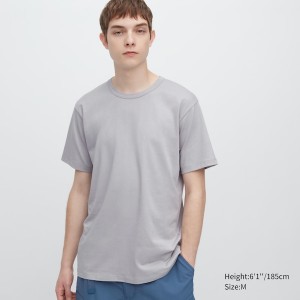 Uniqlo AIRism Bomull Crew Neck T-skjorte Herre Grå | 8512-WATGN