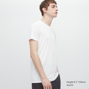 Uniqlo AIRism Crew Neck Kort-Sleeve T-skjorte Herre Hvite | 9758-YJWHF