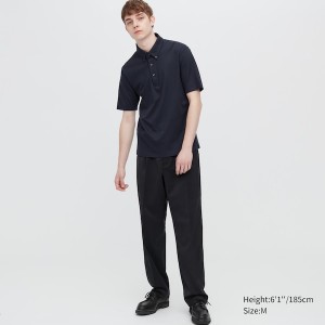 Uniqlo AIRism Pique Kort-Sleeve Polo Skjorte Herre Svarte | 4891-ZGAUD