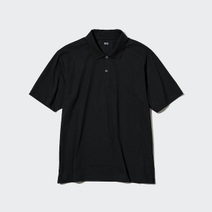 Uniqlo AIRism Regular Collar Polo Skjorte Herre Svarte | 5049-RZYAB