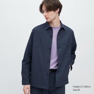 Uniqlo AirSense Shirt jackets Herre Blå | MZJHAC-514