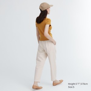 Uniqlo Bomull Relaxed Ankle Bukse Dame Hvite | 2586-UESDW