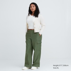 Uniqlo Brede Rett Cargo Bukse Dame Grønn | 1843-MNXSK