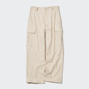 Uniqlo Brede Rett Cargo Bukse Dame Hvite | 5031-VWGOY