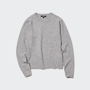 Uniqlo Cashmere Crew Neck Long-Sleeve Gensere Dame Grå | 5974-LIZCF