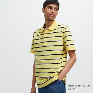 Uniqlo Dry Pique Stripete Kort-Sleeve Polo Skjorte Herre Gul | 2581-TIBKG