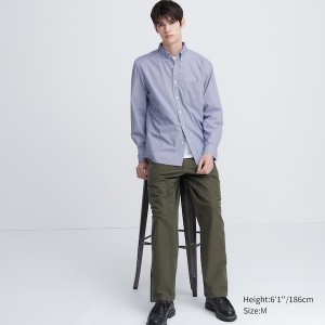 Uniqlo Extra Fine Bomull Broadcloth Checked Long-Sleeve Skjorte Herre Blå | 0623-PVLSA