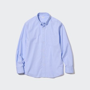 Uniqlo Extra Fine Bomull Broadcloth Long-Sleeve Skjorte Herre Blå | 8714-OIDCN