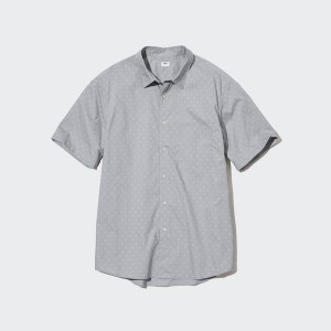 Uniqlo Extra Fine Bomull Kort-Sleeve Skjorte Herre Grå | 8352-ZNPED