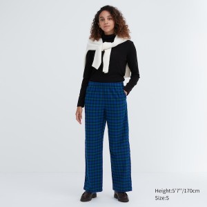 Uniqlo Flannel Checked Bukse Dame Blå | 8460-NGPBL