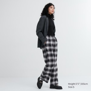 Uniqlo Flannel Checked Bukse Dame Grå | 4673-WZBAV