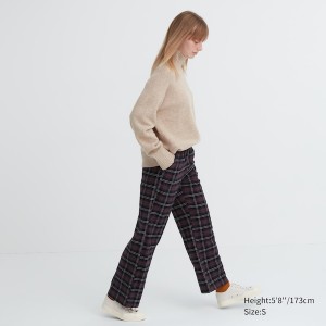 Uniqlo Flannel Checked Bukse Dame Mørke Brune | 6157-ADFPC