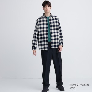 Uniqlo Flannel Checked Long-Sleeve Skjorte Herre Blå | 2513-XJSIK