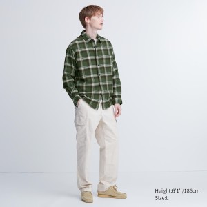 Uniqlo Flannel Checked Long-Sleeve Skjorte Herre Beige | 6023-ECOQY