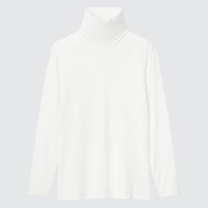 Uniqlo HEATTECH Turtleneck Long-Sleeve T-skjorte Dame Hvite | 5207-SPUKD