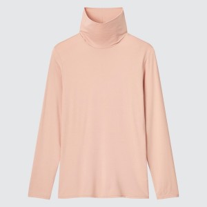 Uniqlo HEATTECH Turtleneck Long-Sleeve T-skjorte Dame Rosa | 7345-APUCV