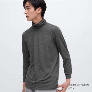 Uniqlo HEATTECH Turtleneck Long-Sleeve T-skjorte Herre Mørke Grå | 6250-RUBJH