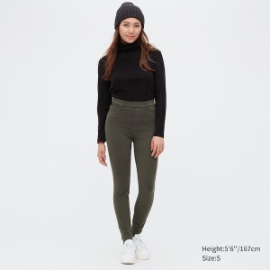 Uniqlo HEATTECH Ultra Stretch High-Rise Leggings Bukse Dame Olivengrønne | 6275-DJLRC