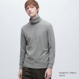 Uniqlo HEATTECH Ultra Warm Turtleneck Long-Sleeve T-skjorte Herre Grå | 8430-YEWNI