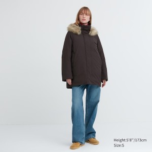 Uniqlo Hybrid Down Frakker Dame Brune | 4816-NAPFO