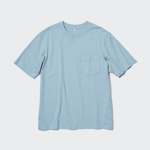 Uniqlo Oversized Pocket Crew Neck Half-Sleeve T-skjorte Herre Blå | 5814-GJFDM