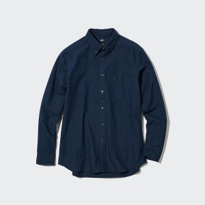 Uniqlo Oxford Slim-Fit Long-Sleeve Skjorte Herre Marineblå | 0328-SLMQP