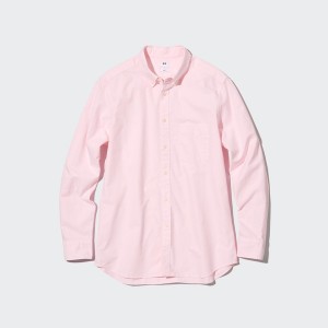 Uniqlo Oxford Slim-Fit Long-Sleeve Skjorte Herre Rosa | 1785-KBCDJ