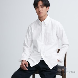 Uniqlo Oxford Slim-Fit Long-Sleeve Skjorte Herre Hvite | 7385-ASCXR