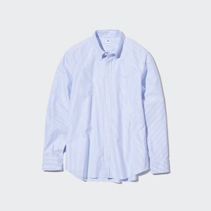 Uniqlo Oxford Stripete Slim-Fit Long-Sleeve Skjorte Herre Blå | 8304-PSQFV