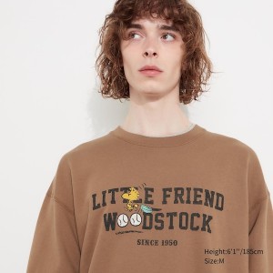 Uniqlo PEANUTS Charlie Brown's Baseball Team Long-Sleeve Gensere Herre Brune | 3984-FHTAM