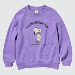 Uniqlo PEANUTS Dance Time with Snoopy Long-Sleeve Gensere Dame Lilla | 1032-GUTYR