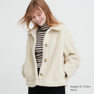 Uniqlo Pile-Forede Fleece jackets Dame Hvite | 9186-SQYPZ