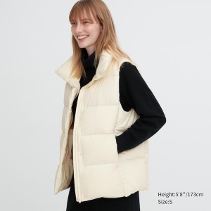 Uniqlo Powder Soft Down Vest Dame Hvite | 6850-WADHT