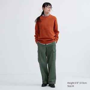 Uniqlo Premium Lambswool Crew Neck Long Sleeve Gensere Dame Oransje | 8457-VJCXD