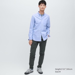 Uniqlo Premium Linen Long-Sleeve Skjorte Herre Hvite | 5304-CZRFD