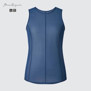 Uniqlo Sheer Ermeløse Topper Dame Blå | 5294-IXHPA