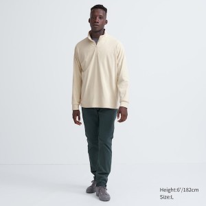 Uniqlo Smooth Fleece Half-Zip Long-Sleeve T-skjorte Herre Beige | 1932-VAMFY