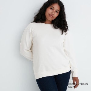 Uniqlo Soft Strikket Fleece Crew Neck Long-Sleeve T-skjorte Dame Hvite | 6278-MSJCK