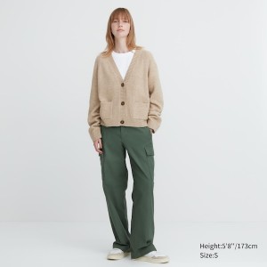 Uniqlo Souffle Yarn Kort Cardigan Dame Beige | 7492-ULVQX