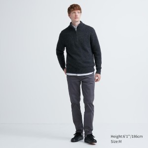 Uniqlo Souffle Yarn Long-Sleeve Half-Zip Gensere Herre Mørke Grå | 6215-UWQYI