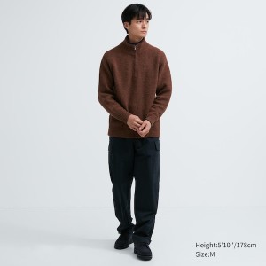 Uniqlo Souffle Yarn Long-Sleeve Half-Zip Gensere Herre Brune | 9748-GFLPJ