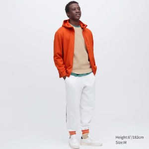 Uniqlo Stretch Dry Sweat Long-Sleeve Full-Zip Hettegenser Herre Oransje | 5601-CILVU