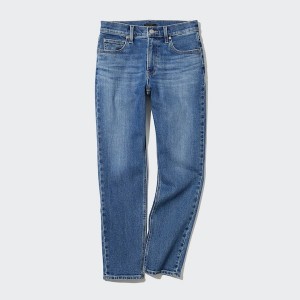 Uniqlo Stretch Slim Rett Jeans Dame Svarte | 8651-ZDOEB