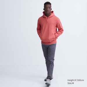 Uniqlo Sweat Pullover Long-Sleeve Hettegenser Herre Rosa | 9081-FSETA