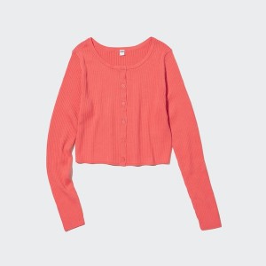 Uniqlo UV Protection Crew Neck Cropped Cardigan Dame Rosa | 9532-FXUYM