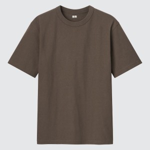 Uniqlo U Crew Neck Kort-Sleeve T-skjorte Herre Brune | 4961-IUDPR