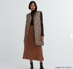 Uniqlo Ultra Light Down Long Vest Dame Brune | 0892-YIXFL