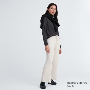 Uniqlo Washable Knit Ribbet Bukse Dame Hvite | 5763-XCWNA