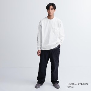 Uniqlo Washed Bomull Crew Neck Long-Sleeve T-skjorte Herre Grå | 4160-PEMWR